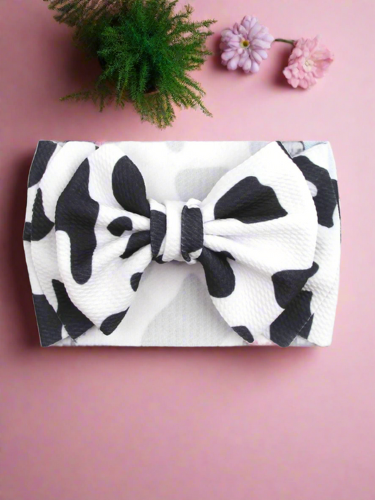 Girls Statement Cow Print Bow Headband