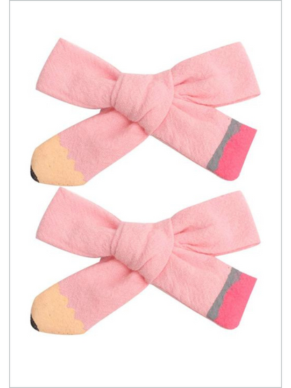 Lil' Miss Scholar Pencil Ribbon Hair Bows