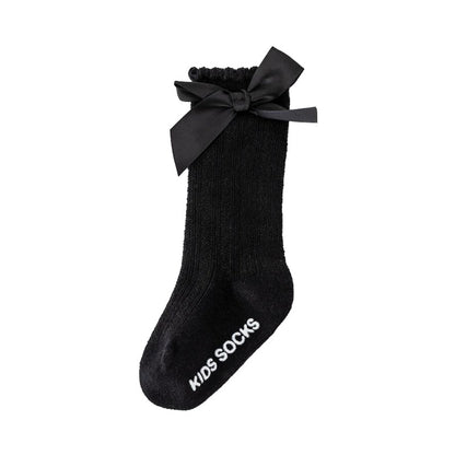 Baby Kid Girls Letters Color-blocking Bow Print Socks