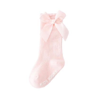 Baby Kid Girls Letters Color-blocking Bow Print Socks