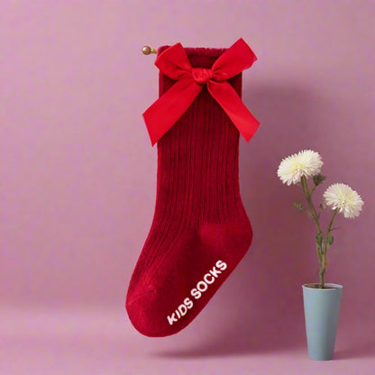 Baby Kid Girls Letters Color-blocking Bow Print Socks