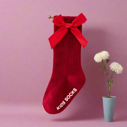 Baby Kid Girls Letters Color-blocking Bow Print Socks