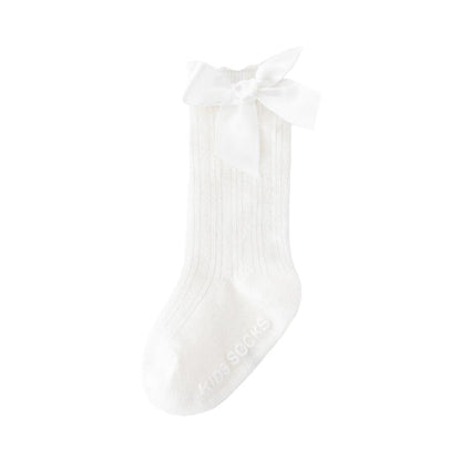 Baby Kid Girls Letters Color-blocking Bow Print Socks