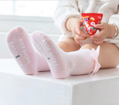 Baby Kid Girls Letters Color-blocking Bow Print Socks