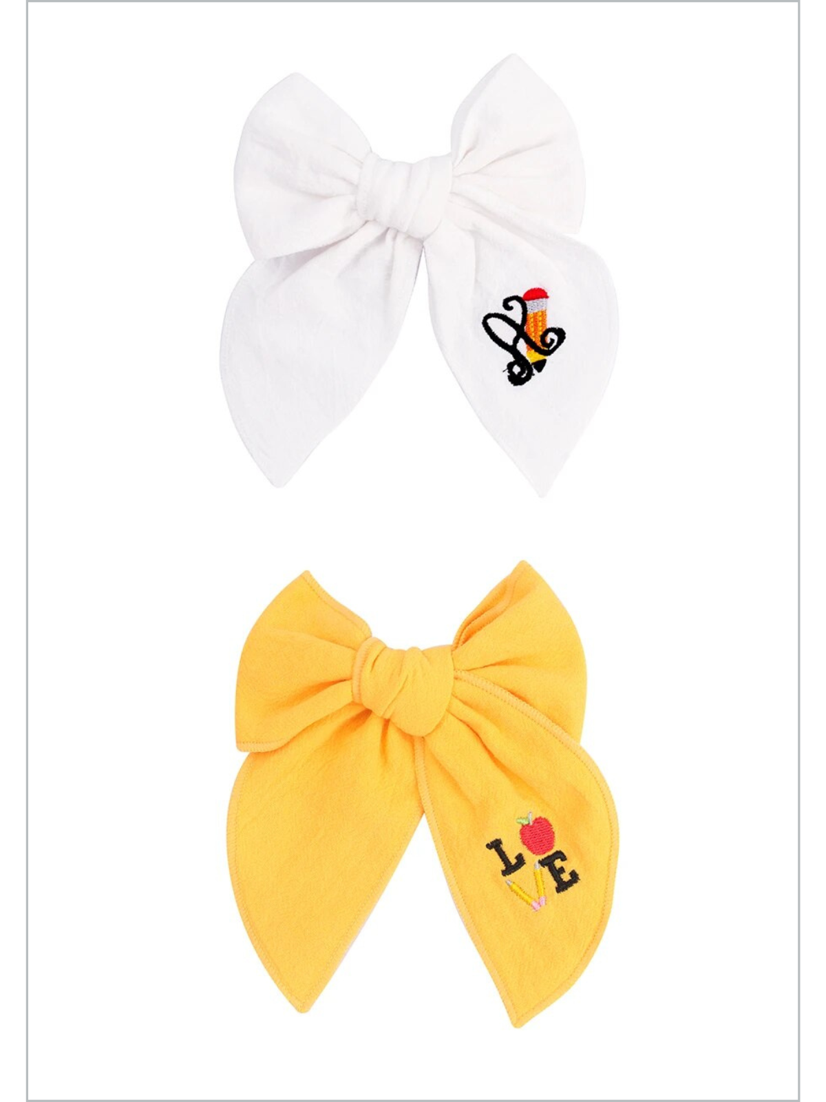 My Little Bookworm Embroidered Hair Bow