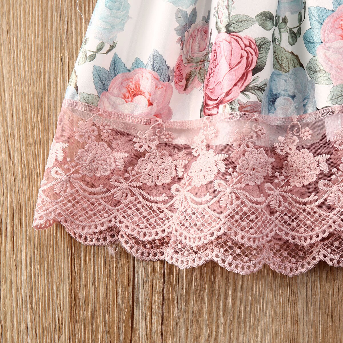 Floral Prints and Lace Design Baby Princess Dress