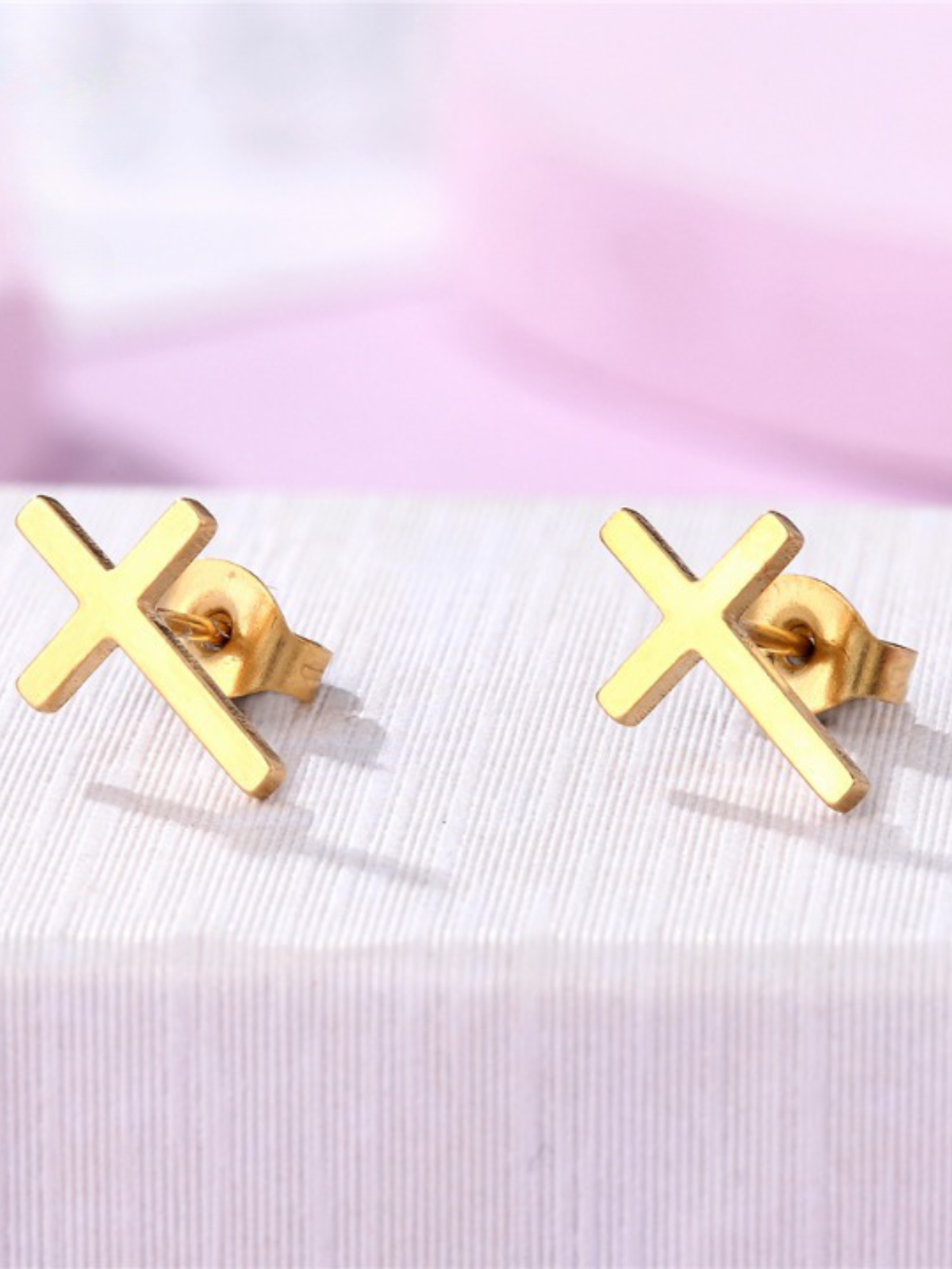 Stainless Steel Cross Earrings Set
