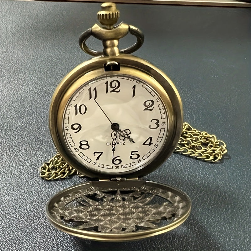 Steampunk Gear Movement Quartz Pocket Watch With Chain