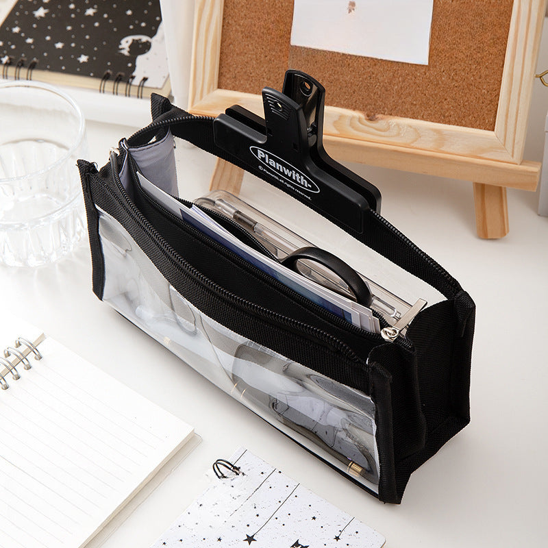 Large Capacity Six-layer Transparent Canvas Pencil Case