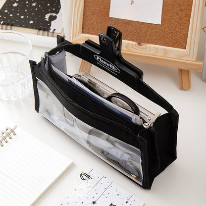 Large Capacity Six-layer Transparent Canvas Pencil Case