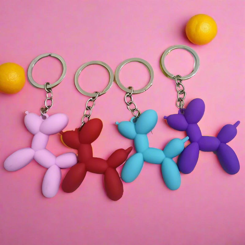 Cute Balloon Dog Keychain Cartoon Silicone Bag Ornaments