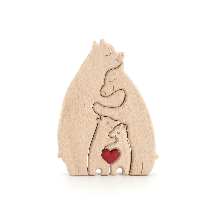 Mother's Day Teddy Bear Family Wooden Ornaments