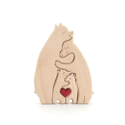 Mother's Day Teddy Bear Family Wooden Ornaments