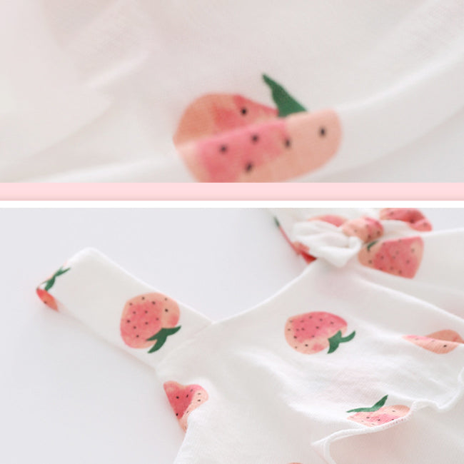 Baby Girls Fruit Bow Print Rompers Headwear