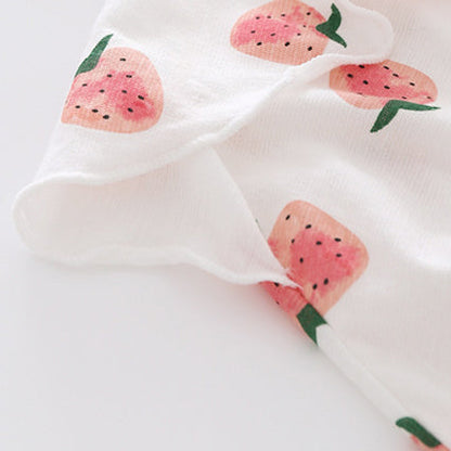 Baby Girls Fruit Bow Print Rompers Headwear