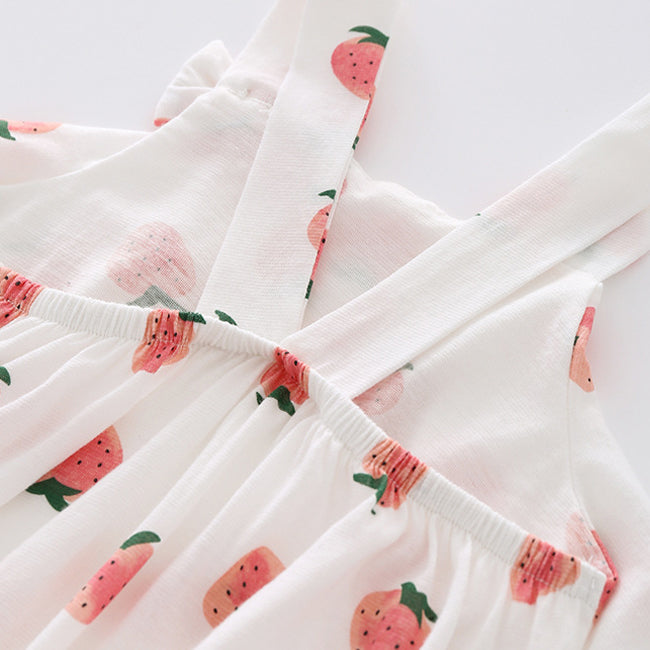Baby Girls Fruit Bow Print Rompers Headwear