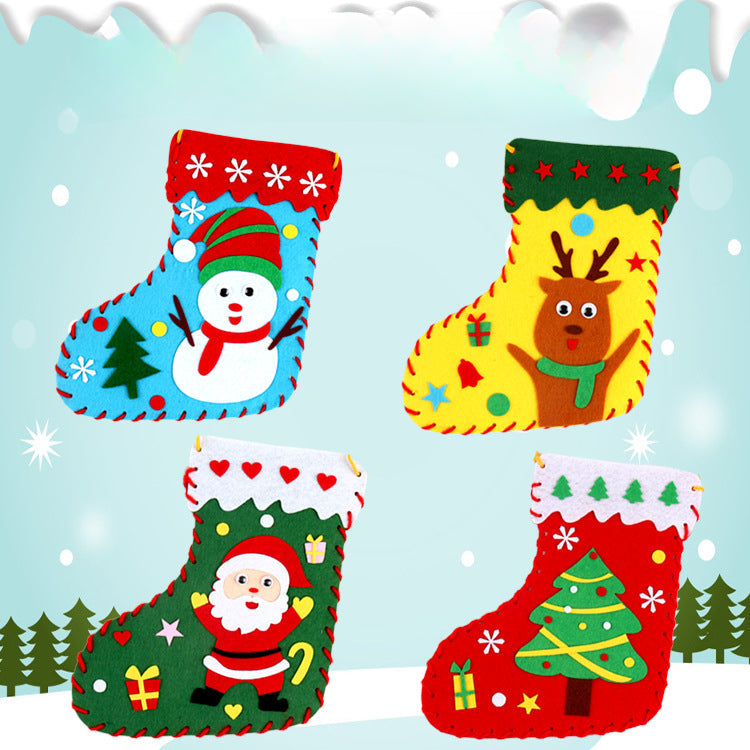 Wholesale Christmas Socks DIY Children's Handmade Non-woven Puzzle Toys