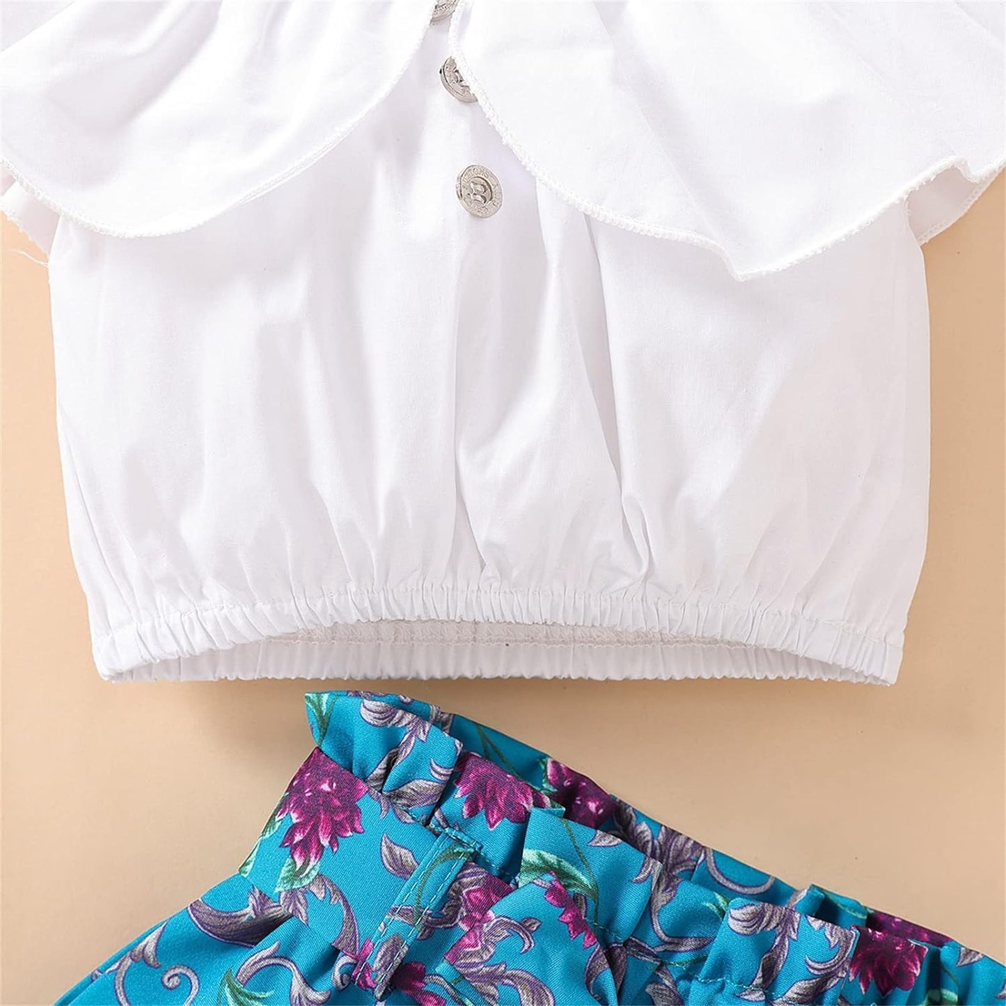 SLING RUFFLE TOP, FLORAL SHORT, AND HEADBAND SET