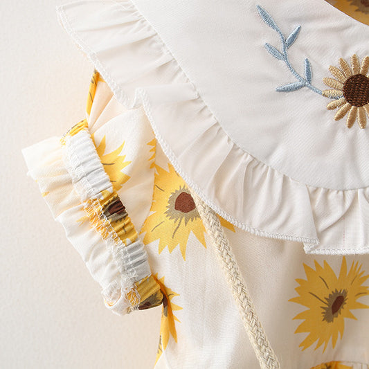 Full Body Chrysanthemum Lapel Cotton Skirt