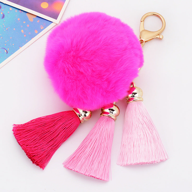 Creative New Plush Ball Tassel Pendant  Plush Keychains
