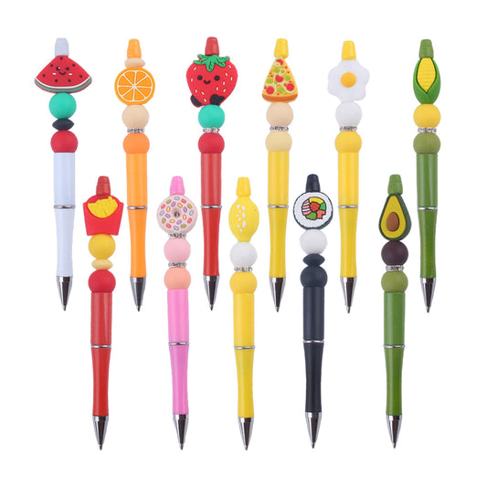 Cartoon Fruit Silicone Color Plastic Beadable Pens