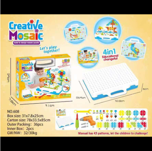 Interactive Nut Combination Educational Electric Drill Toy for Children