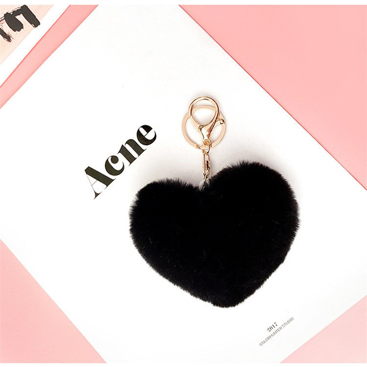 Plush Peach Heart Imitation Otter Rabbit Hair Keychains