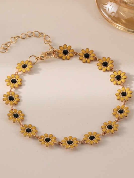 For My Sunshine Enamel Sunflower Bracelet