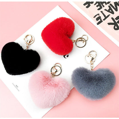 Plush Peach Heart Imitation Otter Rabbit Hair Keychains