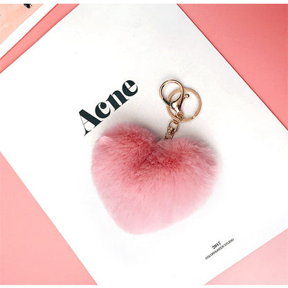 Plush Peach Heart Imitation Otter Rabbit Hair Keychains