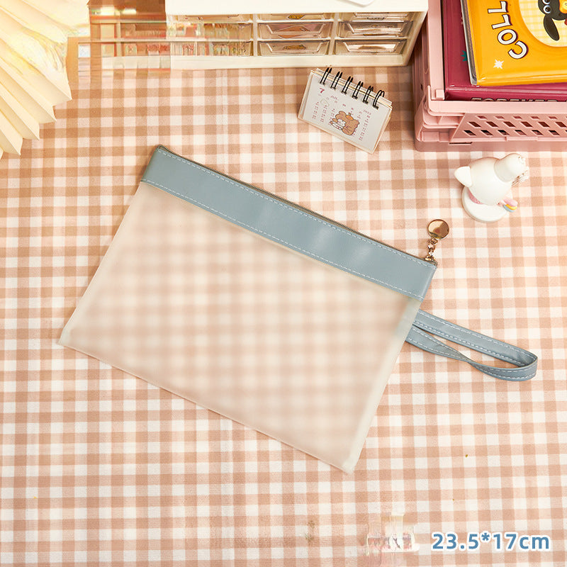 PVC Transparent Portable Zipper A4 File Bag