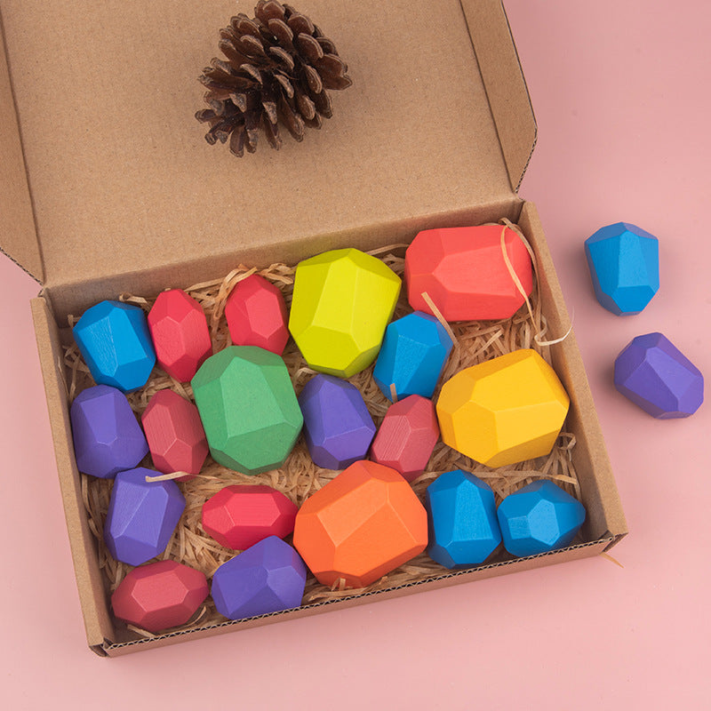 Colorful Wooden Stacking Stones Educational Jenga Toy Set