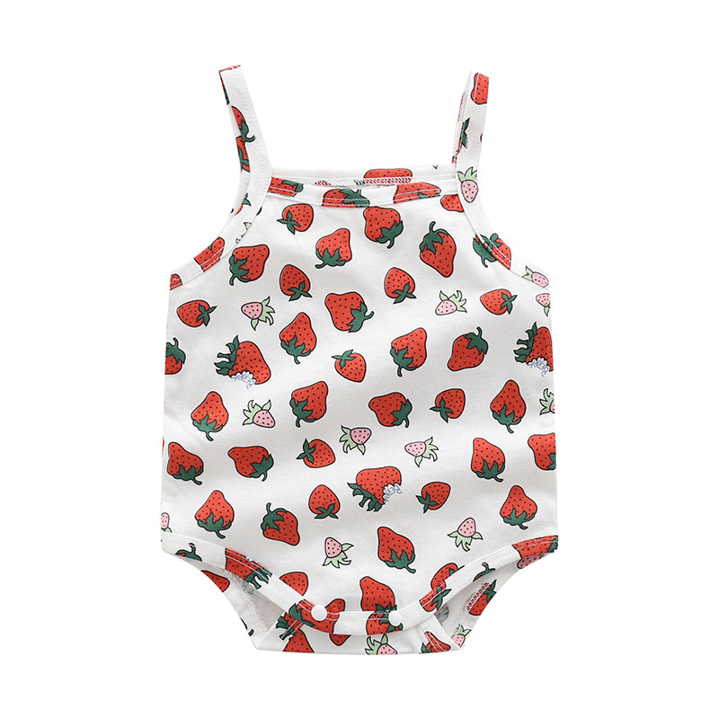 Baby Kid Girls Fruit Print Rompers Headwear