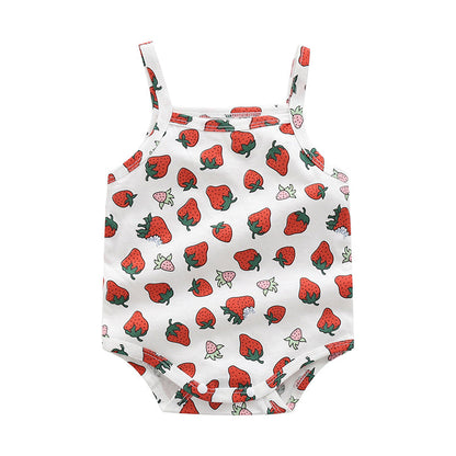 Baby Kid Girls Fruit Print Rompers Headwear
