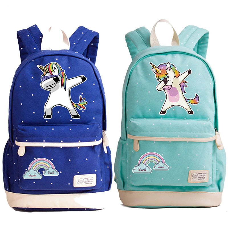 Dabbing Unicorn Canvas Backpack