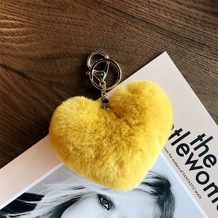 Plush Peach Heart Imitation Otter Rabbit Hair Keychains