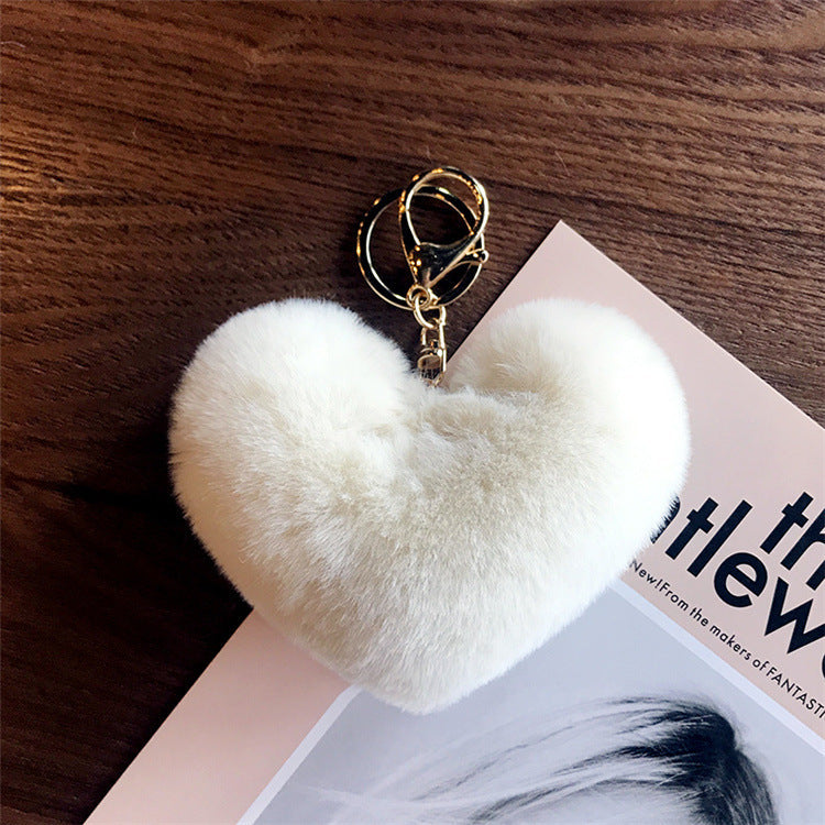 Plush Peach Heart Imitation Otter Rabbit Hair Keychains