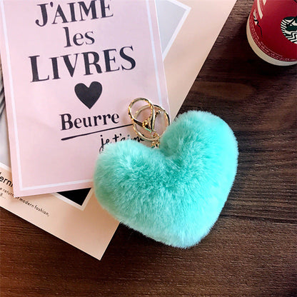 Plush Peach Heart Imitation Otter Rabbit Hair Keychains