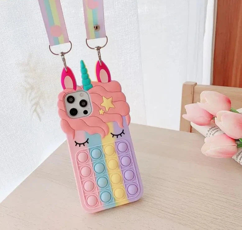 Pop Fidget Unicorn Case For iPhone 11 12 13 Pro X Xs Max XR 6 6s 7 8 Plus 5 5s SE