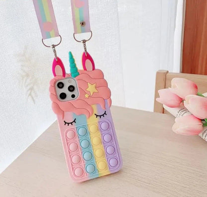 Pop Fidget Unicorn Case For iPhone 11 12 13 Pro X Xs Max XR 6 6s 7 8 Plus 5 5s SE