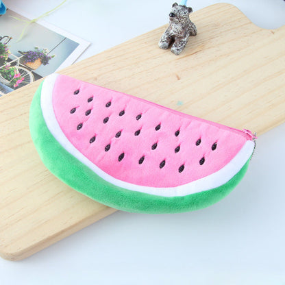 Cute Watermelon Fruit Plush Pencil Case