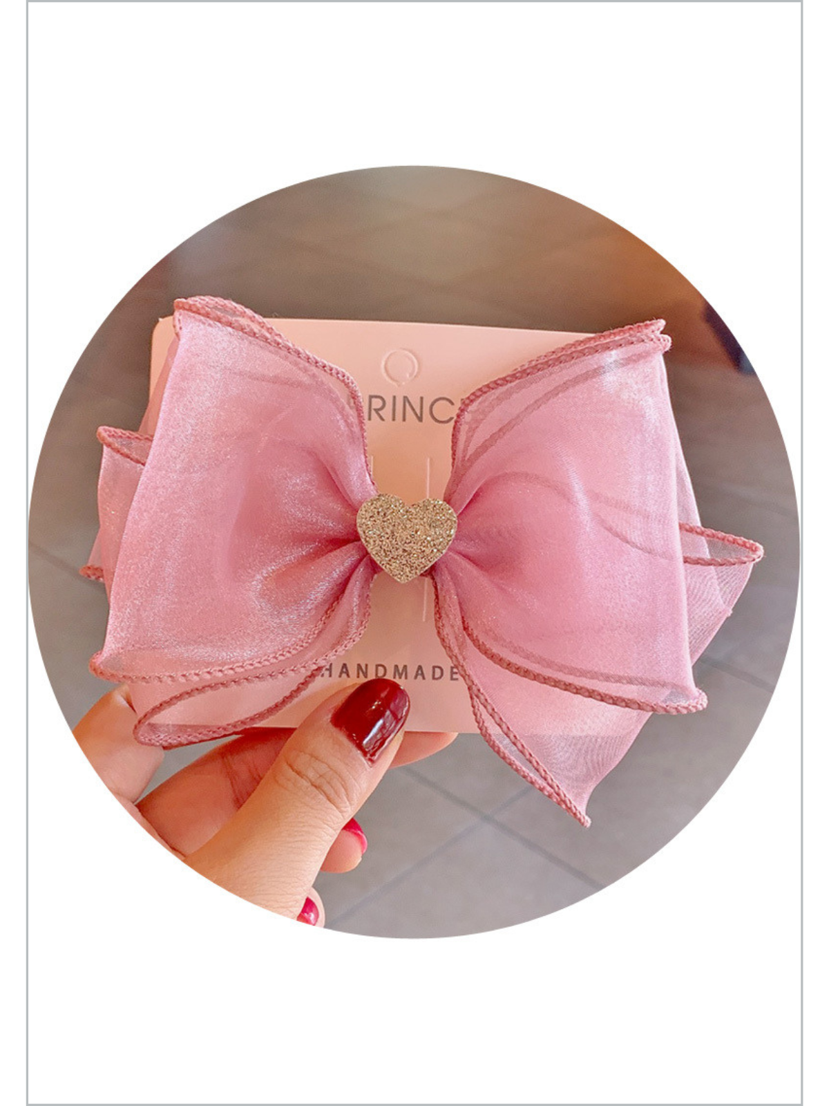 For Pretty Girls Heart Accent Hair Bow