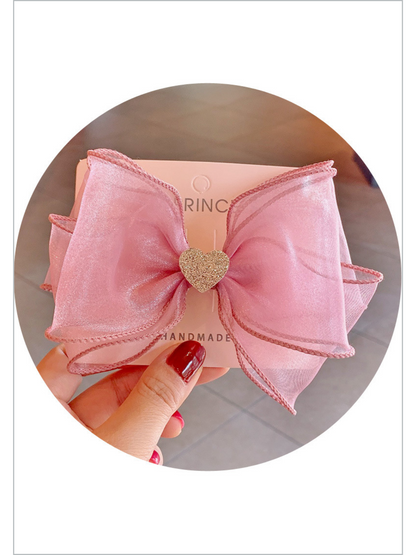 For Pretty Girls Heart Accent Hair Bow