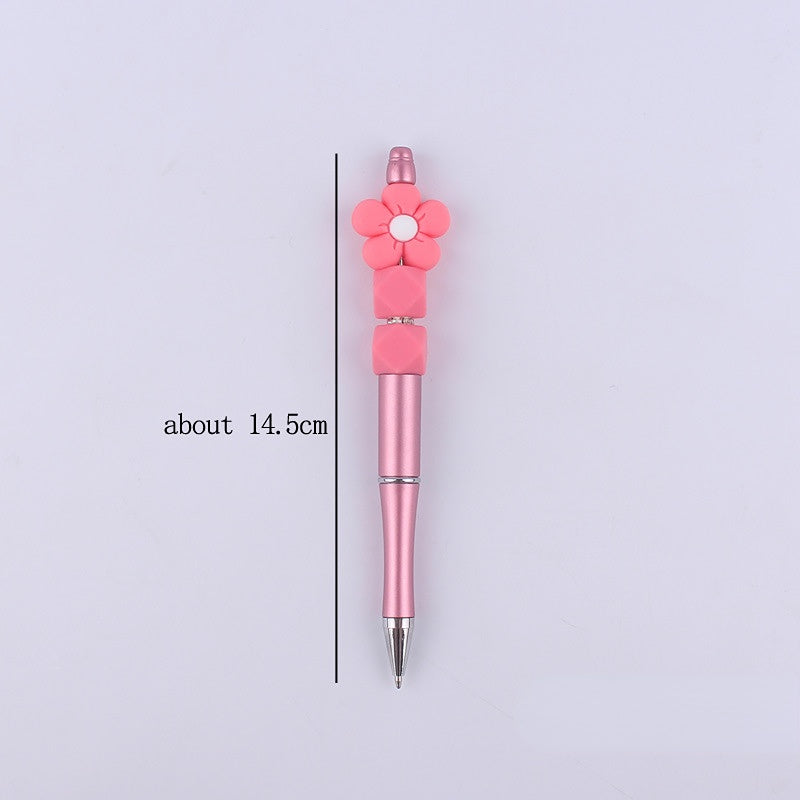 Beadable Pens Handmade Flower Silicone Beaded Ballpoint Pen