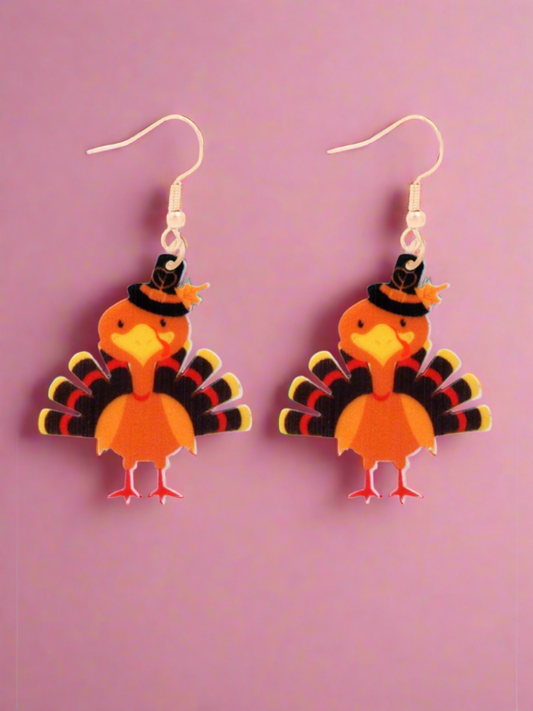 Girls Gobble-Worthy Trinkets Turkey Hook Earrings