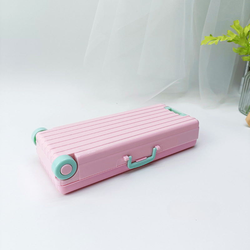 Plastic Suitcase Double Layer Large Capacity Stationery Box