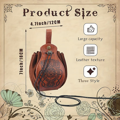 Drawstring Leather Belt Pouch Waist Bag