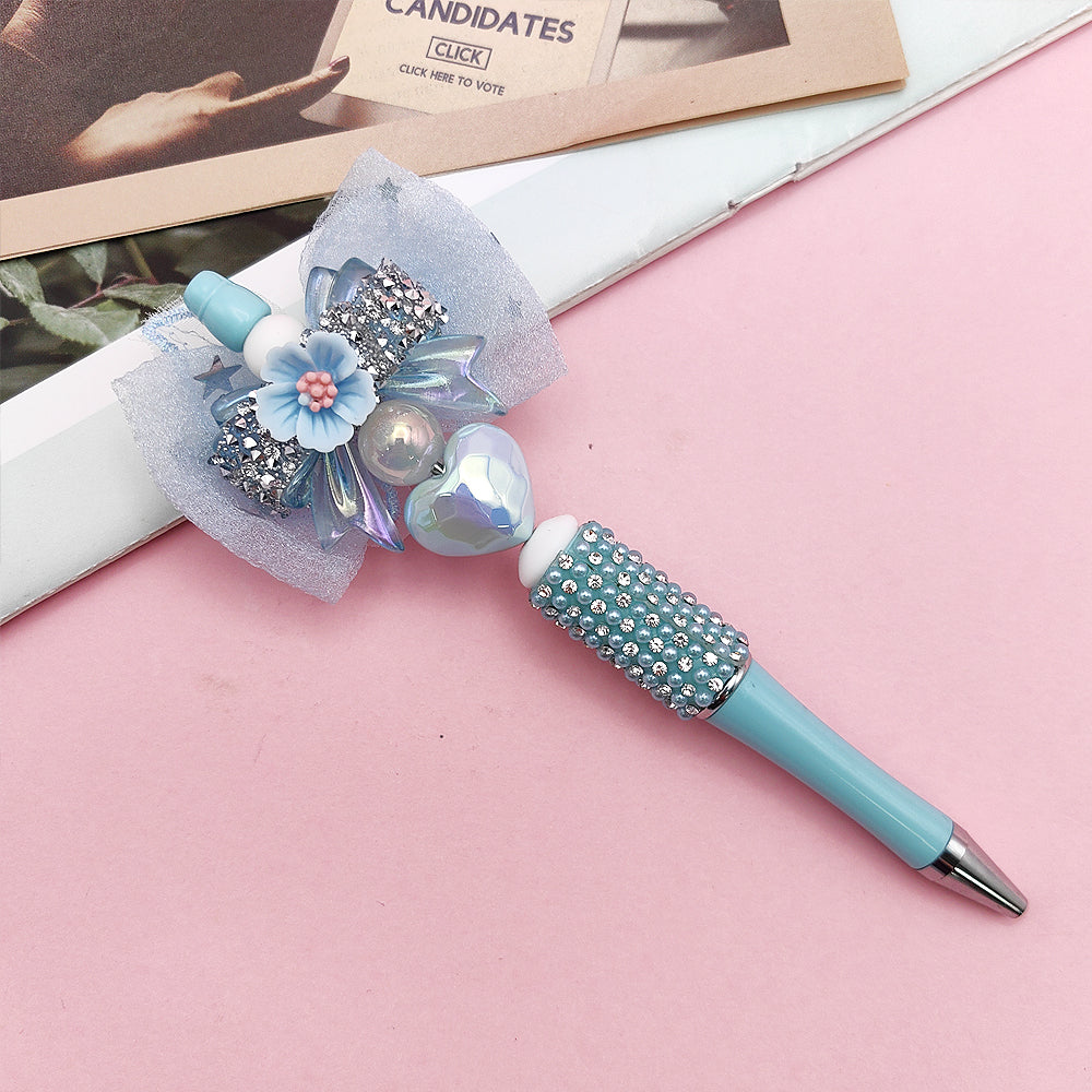 Beaded Handmade DIY Boutique BOW Rhinestone Gravel Pen