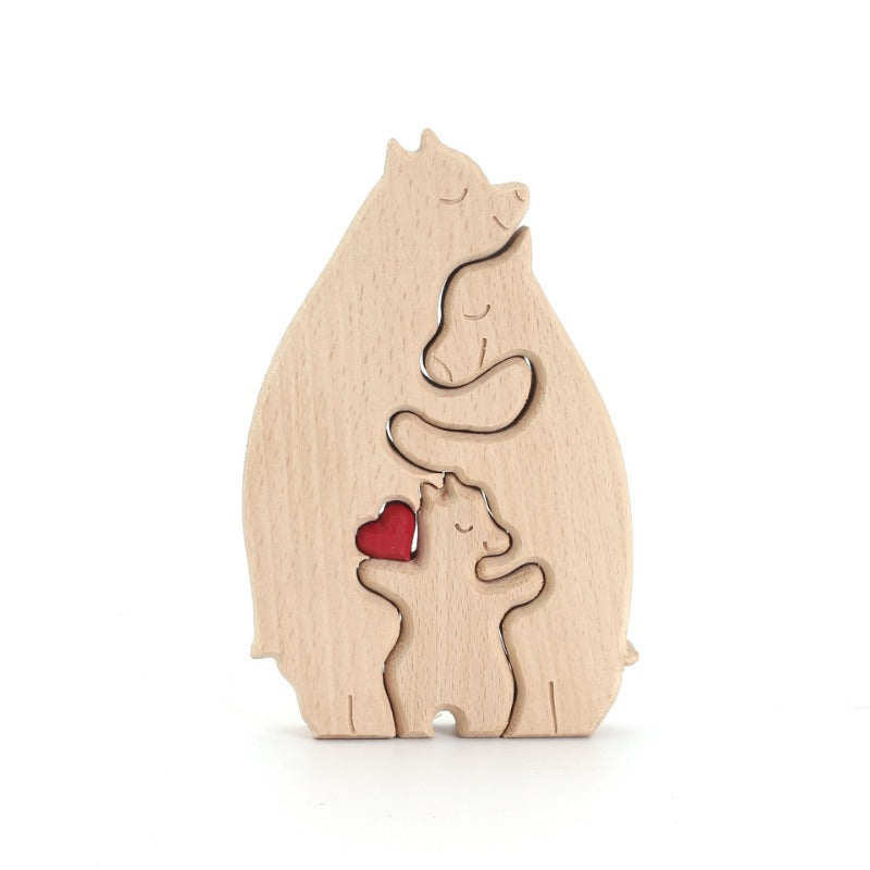 Mother's Day Teddy Bear Family Wooden Ornaments