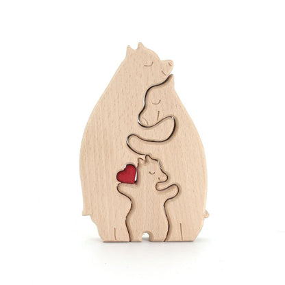 Mother's Day Teddy Bear Family Wooden Ornaments